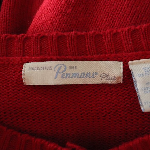 Vintage Penmans Plus Button Down 1X Red Christmas Winter Cardigan Knit Sweater - Picture 10 of 11
